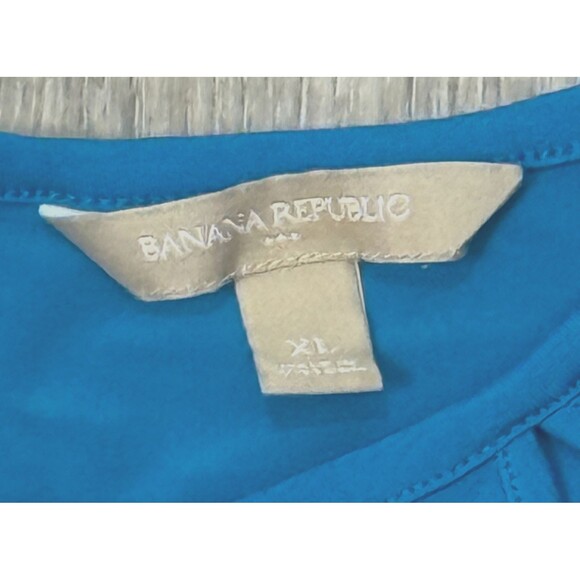 Banana Republic Blue Sleeveless Blouse Cut Out Keyhole Pullover Stretch XL Top‎ - Picture 6 of 6